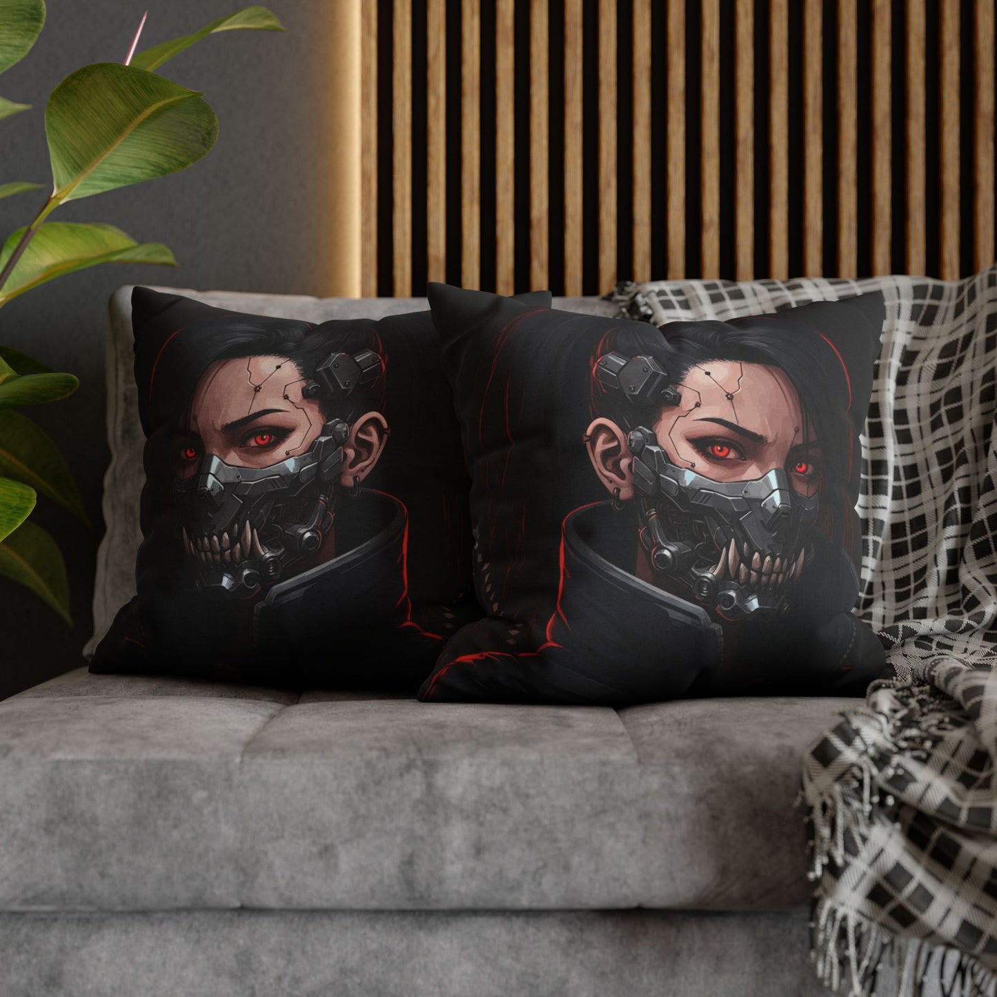 Cyberpunk-Style Velvet Pillowcase, Decorative Pillow, Home Decor, Unique Gift, Futuristic Accent, Gaming Room Decoration