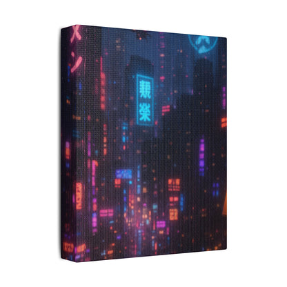 Urban Neon Art Canvas, Modern Wall Decor, Cyberpunk Artwork, Home Office Decoration, Gallery Style Print