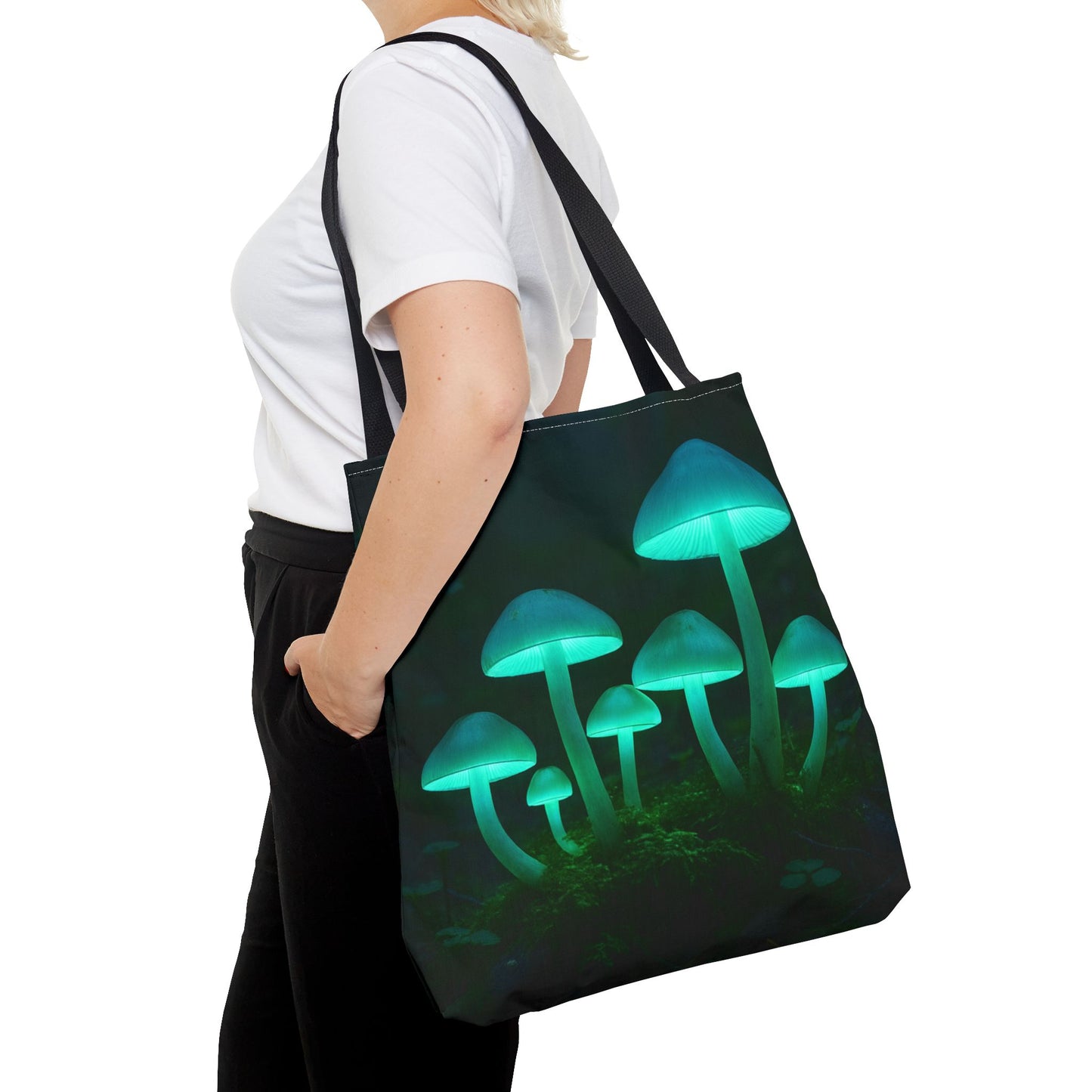 Glowing Mushroom Tote Bag, Eco-Friendly Shopping Tote, Nature Lover Gift, Boho Style Bag, Festival Accessory, Unique Creations