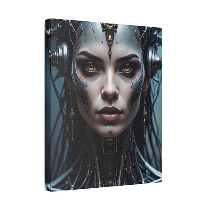 Futuristic Stretched Canvas Art, Cyberpunk Wall Décor, Unique Home Decor, Robot Portrait, Gothic Art Giveaway