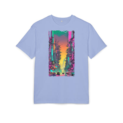 Vibrant Retro Sunset Unisex Heavy Oversize Tee, Casual Wear, Graphic Tee, Summer Style, Trendy Streetwear