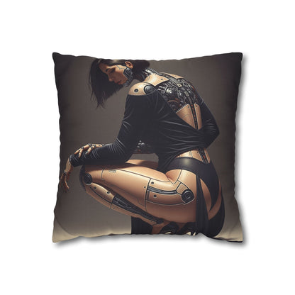 Futuristic Robot Art Pillowcase, Decorative Throw Pillow, Modern Home Decor, Gift for Tech Lovers, Cyberpunk Cushion Cover