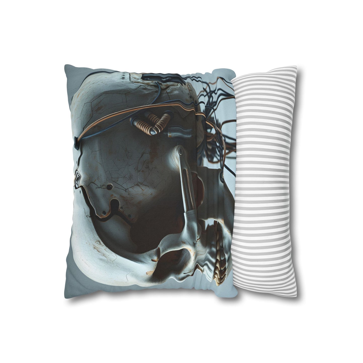 Square Pillowcase Futuristic Edge Skull Design Pillowcase