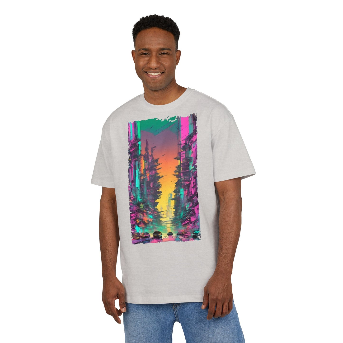 Vibrant Nature Sunset Unisex Oversize Tee, Cozy Graphic Shirt for Nature Lovers, Trendy Casual Wear, Gift for Friends, Summer Fashion