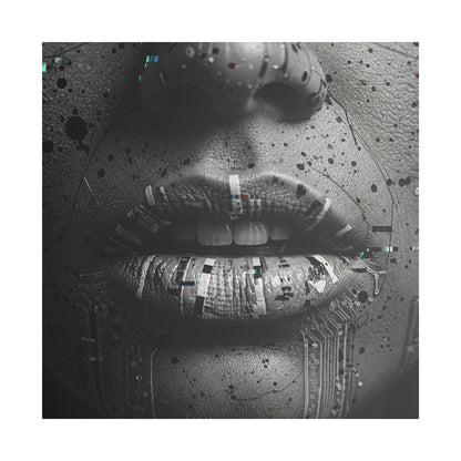 Gothic Lips Art Canvas, Digital Art Print, Unique Home Decor, Contemporary Wall Art, Cyberpunk Aesthetic, Perfect Gift