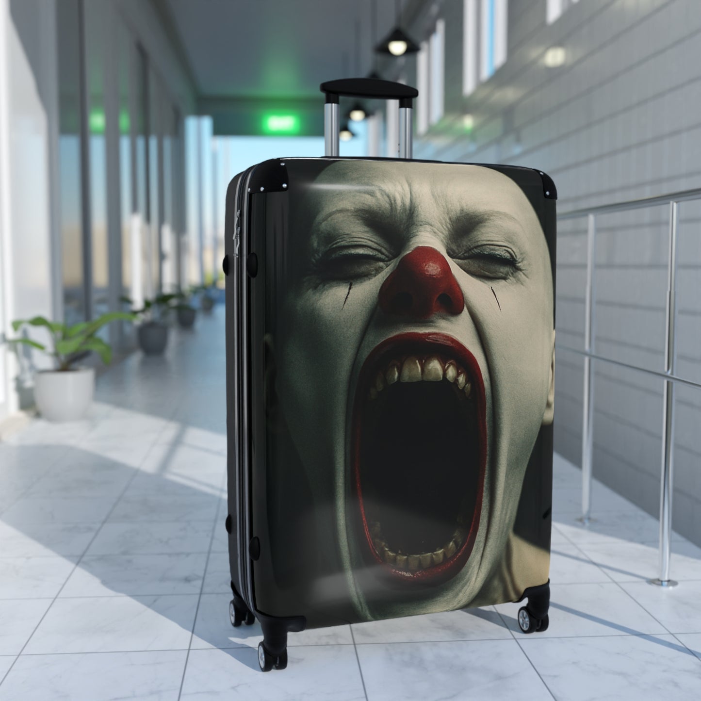 Creepy Clown Suitcase - Travel Luggage, Halloween Costume Prop, Spooky Gift for Horror Fans, Unique Checked Baggage, Statement Travel Gear
