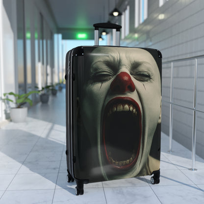 Creepy Clown Suitcase - Travel Luggage, Halloween Costume Prop, Spooky Gift for Horror Fans, Unique Checked Baggage, Statement Travel Gear