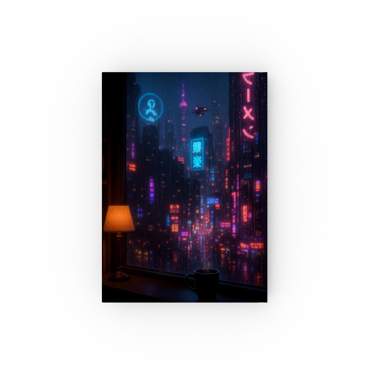Neon Cityscape Hard Backed Journal, Aesthetic Notebook for Writers, Gift for Students, Travel Diary, Inspirational Journal