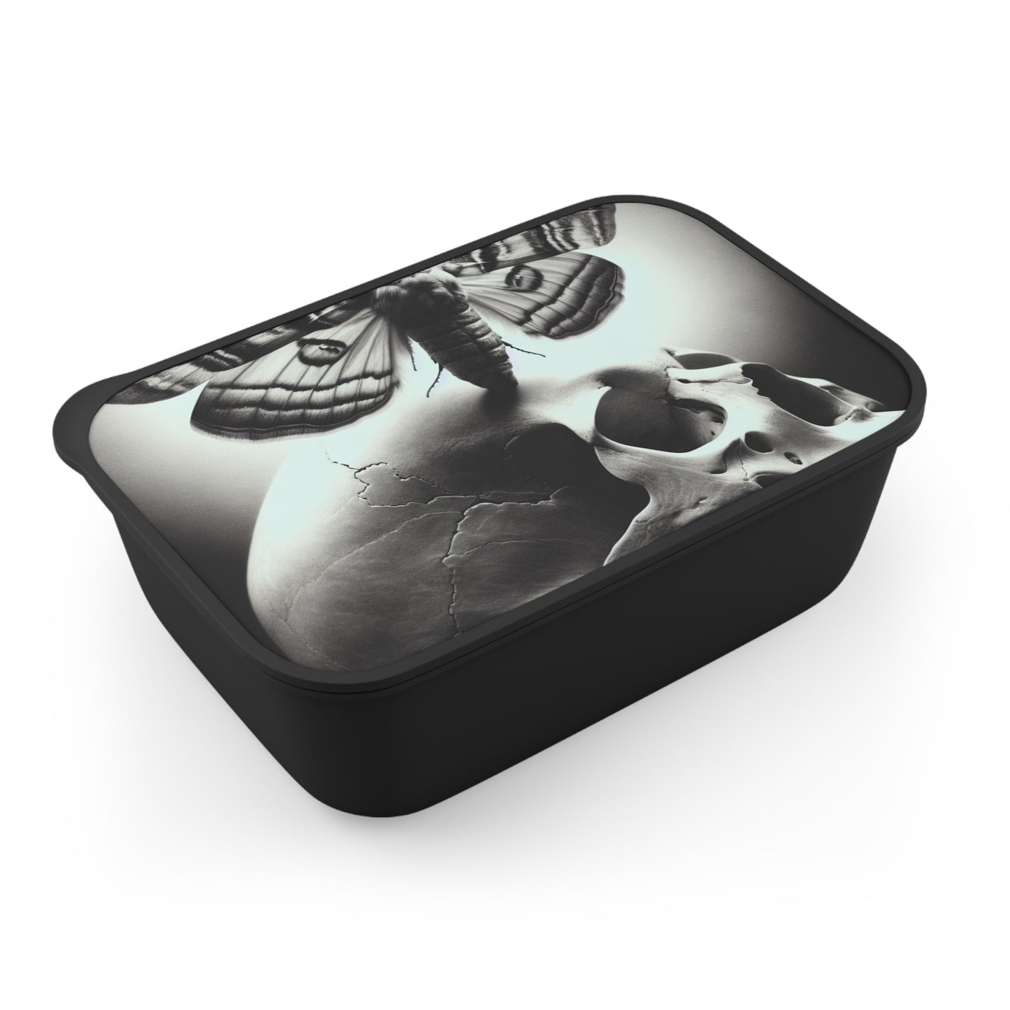 Gothic Bento Box with Utensils | Unique Skull & Moth Design | Eco-Friendly Lunch Container, Meal Prep Box, Halloween Gift