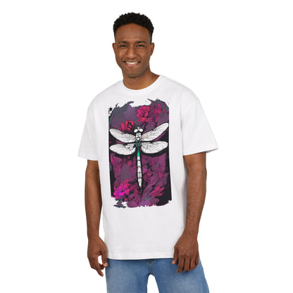 Dragonfly Art Unisex Heavy Oversize Tee, Nature Lover Shirt, Gift for Her, Artistic Tee, Summer Fashion, Relaxed Fit Clothing