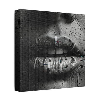 Gothic Lips Art Canvas, Digital Art Print, Unique Home Decor, Contemporary Wall Art, Cyberpunk Aesthetic, Perfect Gift