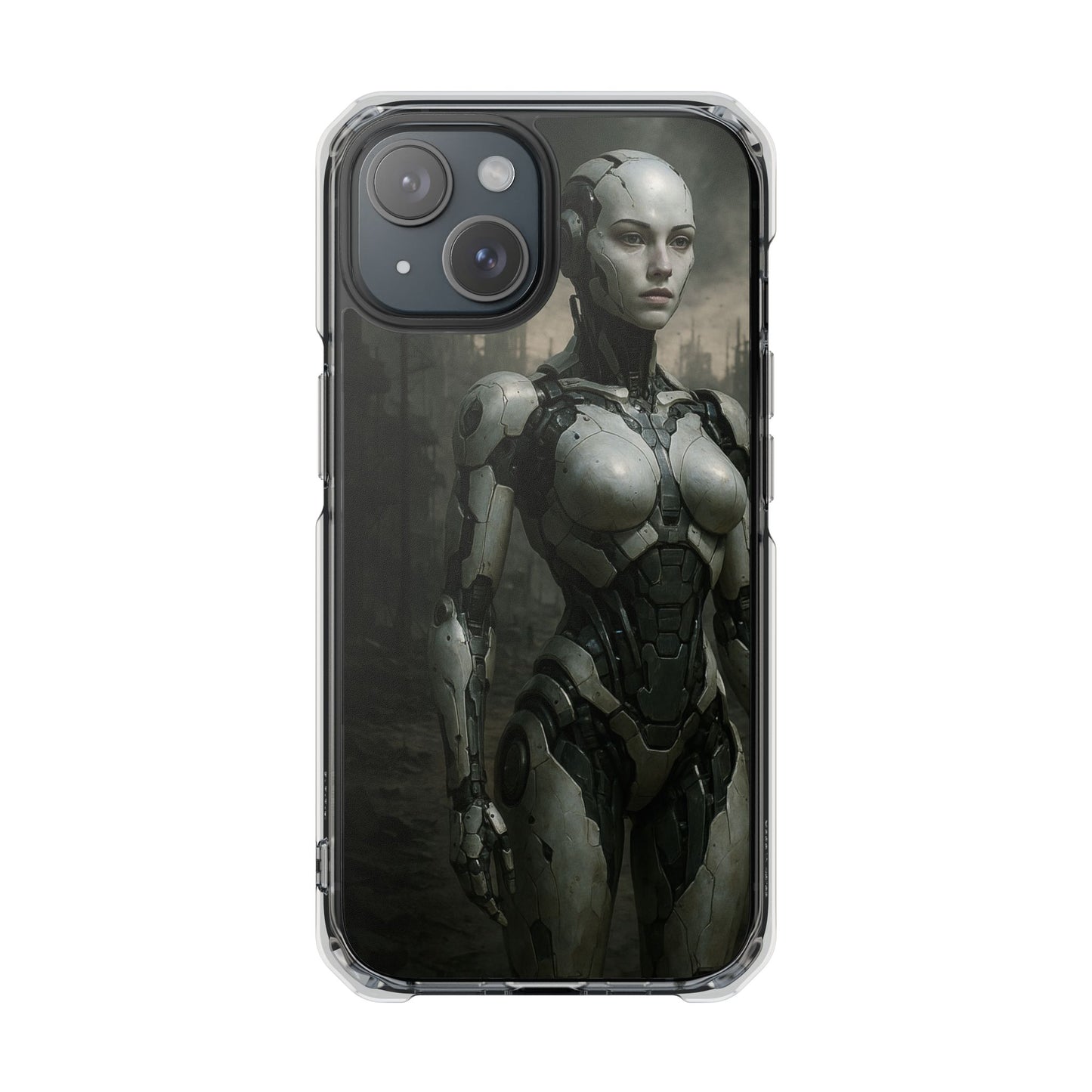 Futuristic Phone Case, Clear Impact Case with Sci-Fi Design, Smartphone Protection, Cyberpunk Aesthetic, Gift for Tech Lovers