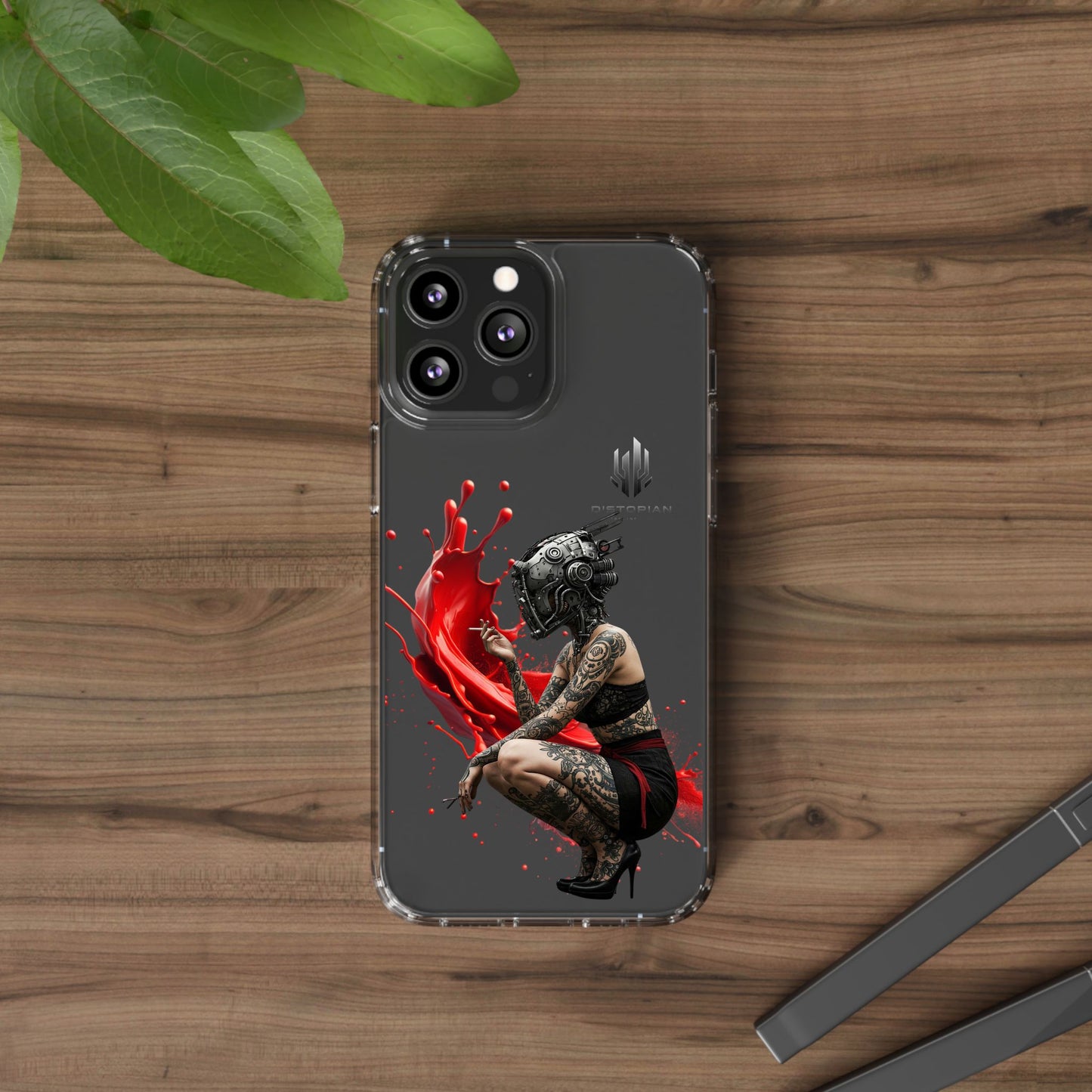 Dystopian Art Clear Phone Case - Futuristic Style with Bold Design
