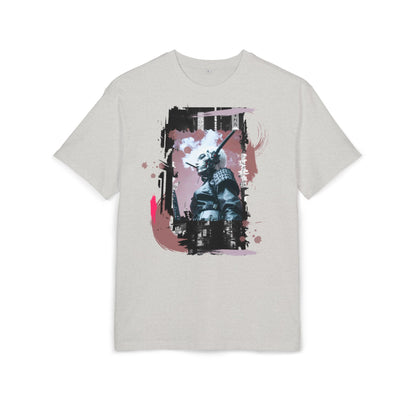 Unisex Heavy Oversize Tee featuring Samurai Art, Streetwear Graphic Tee, Gift for Him/Her, Casual Wear, Anime Inspired Fashion