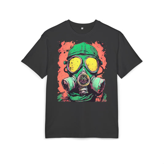 Retro Gas Mask Unisex Heavy Oversize Tee, Streetwear T-Shirt, Unique Graphic Tee, Festival Fashion, Cool Casual Wear