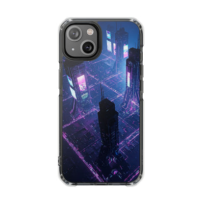 Futuristic Cityscape Phone Case, Customizable Clear Impact Case, Gift for Tech Lovers, Unique Phone Accessory, Aesthetic Cell Phone Cover