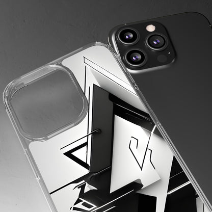 Clear Phone Case with Abstract Edgy Design Print