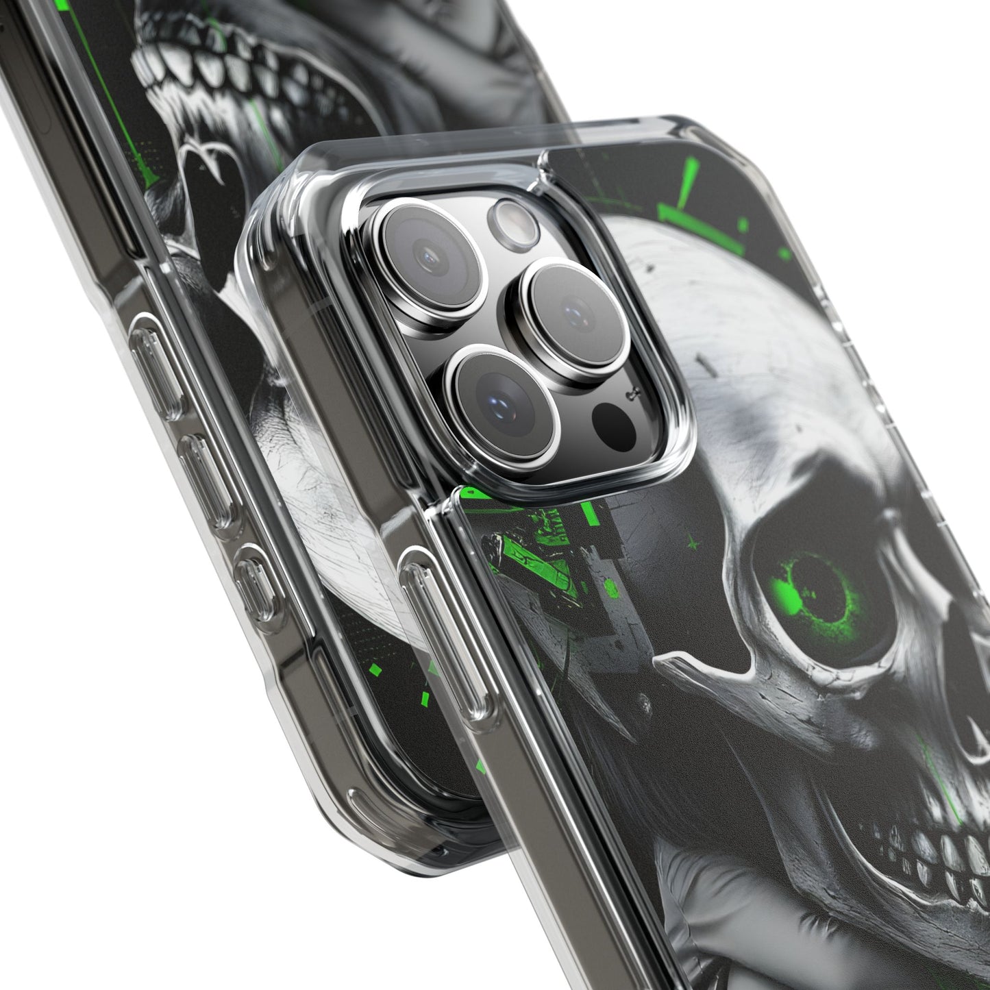 Edgy Skull Phone Case - Magnetic Clear Impact Cases, Unique Phone Cover, Goth Accessory, Halloween Gift, Stylish Tech Protection