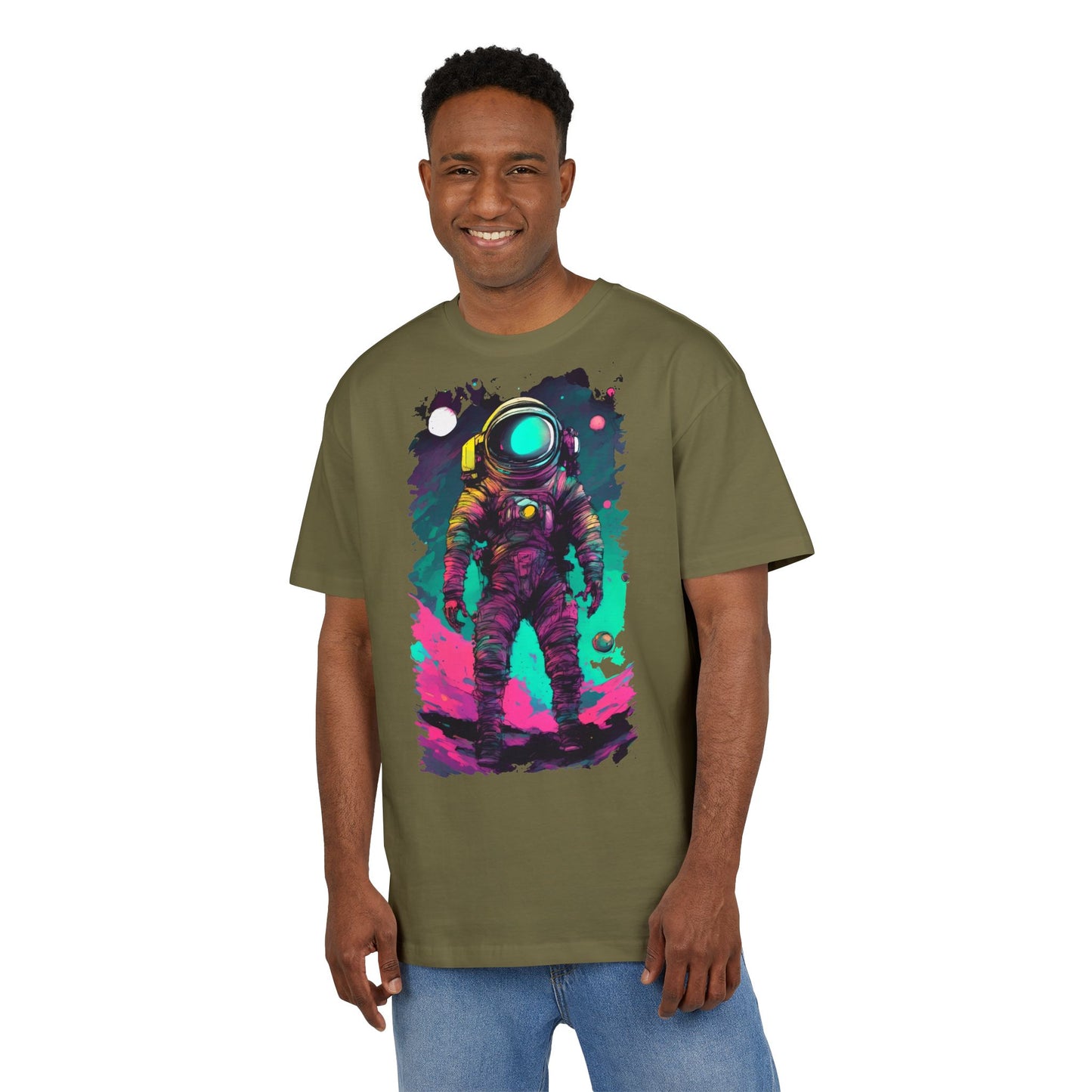 Cosmic Astronaut Tee, Unisex Oversize Tee, Space Graphic Shirt, Retro Astronaut T-Shirt, Gift for Space Lovers, Unique Graphic Tee
