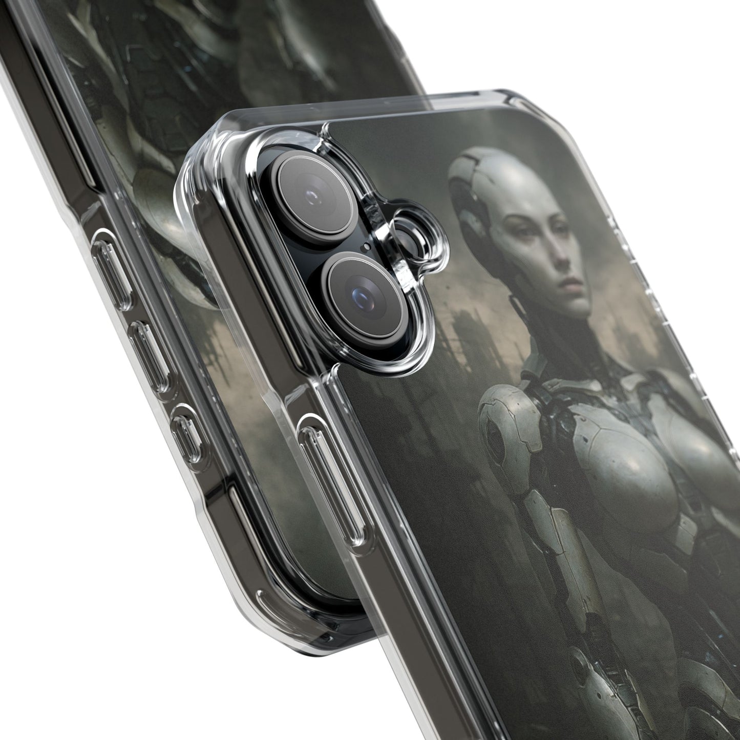 Futuristic Phone Case, Clear Impact Case with Sci-Fi Design, Smartphone Protection, Cyberpunk Aesthetic, Gift for Tech Lovers