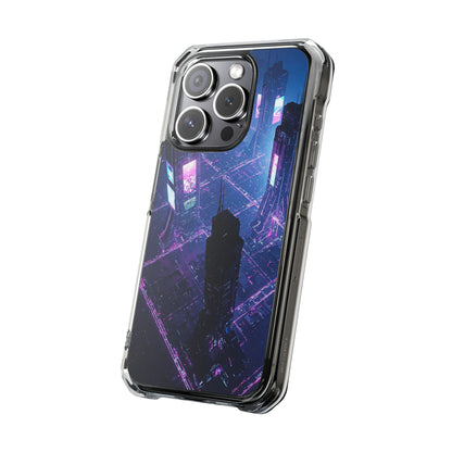 Futuristic Cityscape Phone Case, Customizable Clear Impact Case, Gift for Tech Lovers, Unique Phone Accessory, Aesthetic Cell Phone Cover