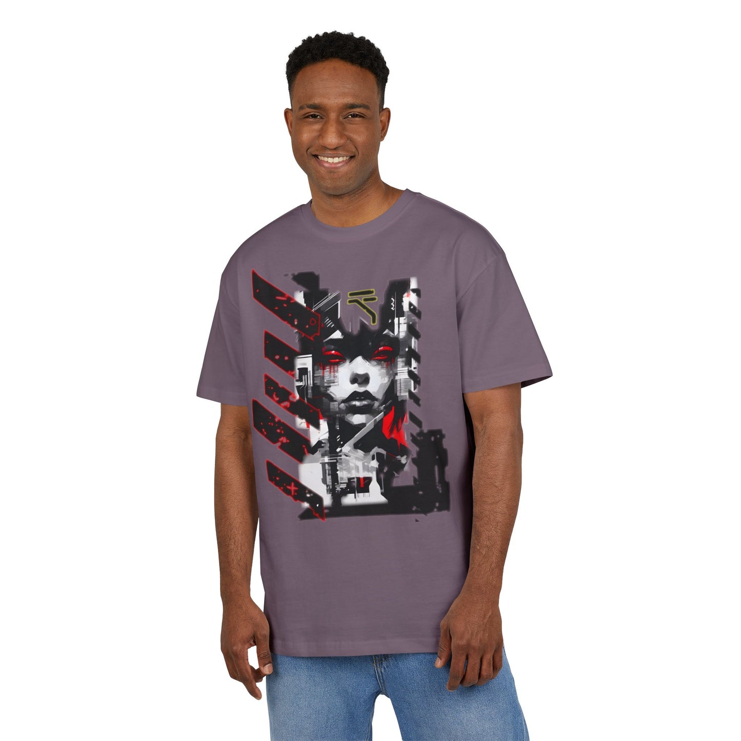 Unisex Heavy Oversize Tee with Urban Art Design - Streetwear Style Tee