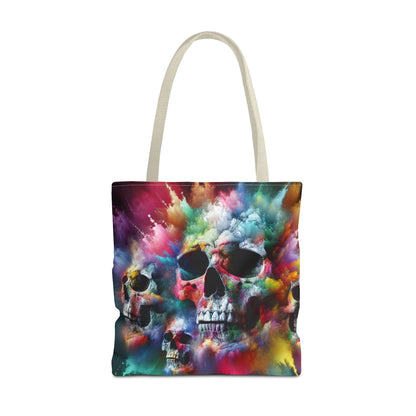 Colorful Skull Tote Bag - Artistic AOP Design, Perfect for Festivals, Everyday Use, Gift for Art Lovers, Boho Vibes