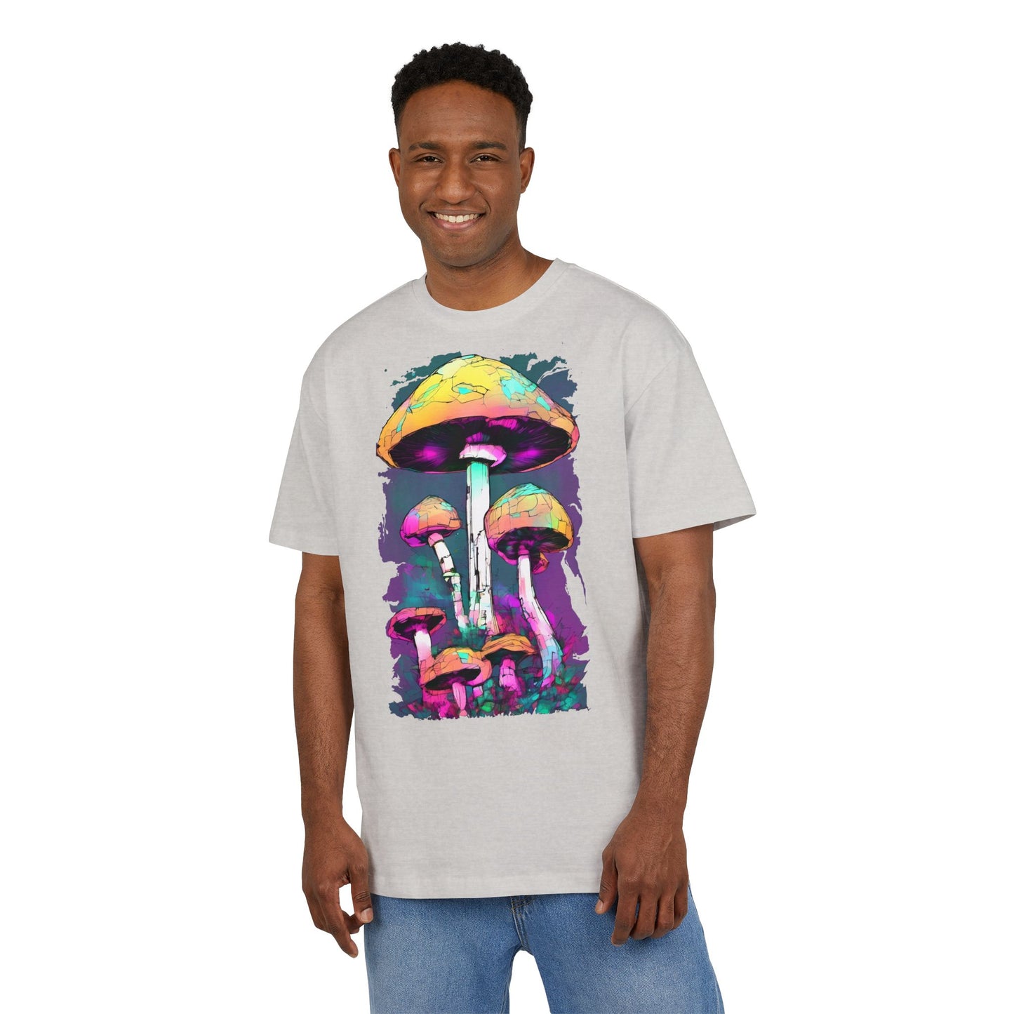 Trippy Mushroom Unisex Oversize Tee | Psychedelic Art Shirt, Retro Graphic Tee, Festival Wear, Gift for Nature Lovers, Streetwear