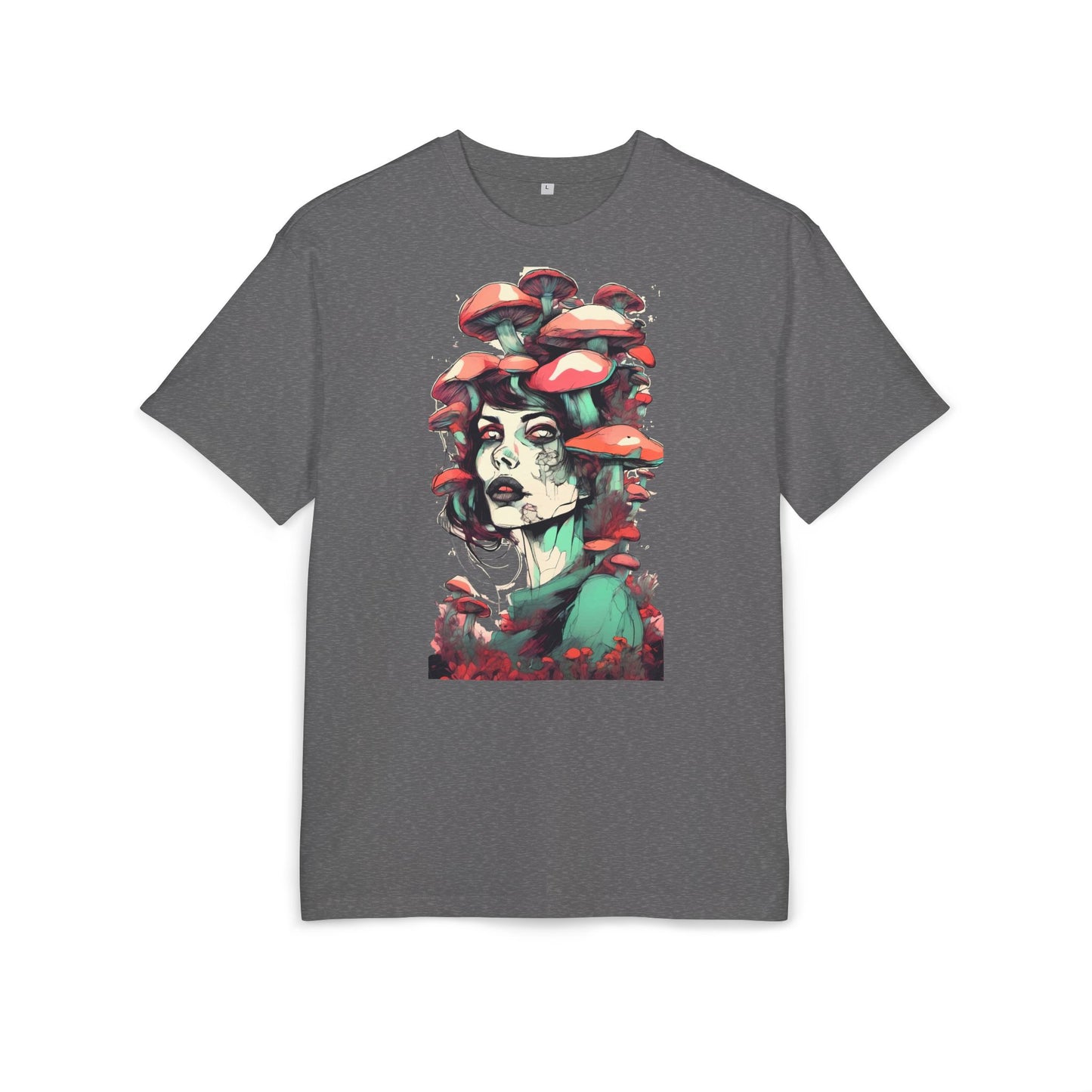 Mushroom Woman Oversized Tee, Bohemian Graphic T-Shirt, Unique Art Tee, Festival Wear, Streetwear Style Top
