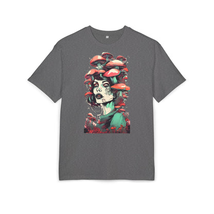 Mushroom Woman Oversized Tee, Bohemian Graphic T-Shirt, Unique Art Tee, Festival Wear, Streetwear Style Top
