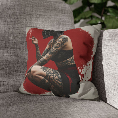 Edgy Tattoo Art Pillowcase | Boho Decor, Home Accent, Gift for Her, Trendy Cushion, Festival Style
