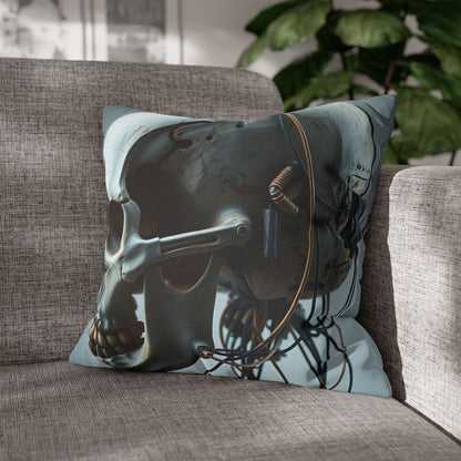 Square Pillowcase Futuristic Edge Skull Design Pillowcase