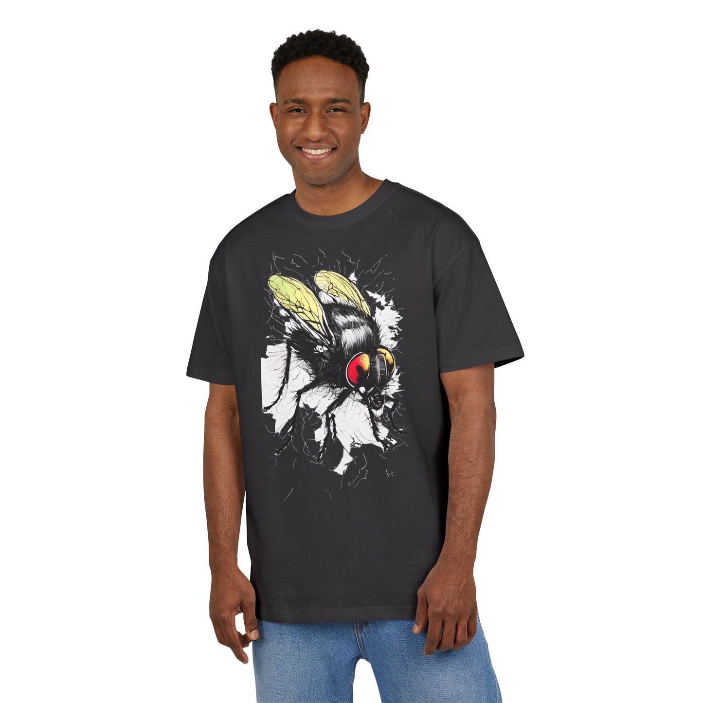 Bee-Inspired Unisex Heavy Oversize Tee, Casual Wear, Graphic T-Shirt, Gift for Nature Lovers, Summer Style, Eco-Friendly Fashion