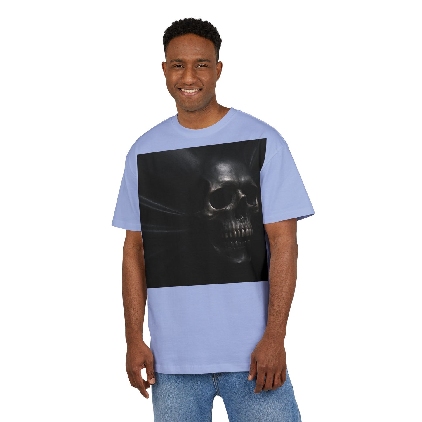 Skull Graphic Oversized Tee - Unisex Heavy Tee for Casual Wear, Street Style, Halloween Attire, Gift for Friends, Unique Art Tee