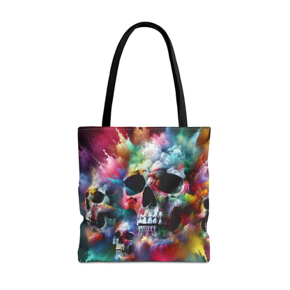 Colorful Skull Tote Bag - Artistic AOP Design, Perfect for Festivals, Everyday Use, Gift for Art Lovers, Boho Vibes