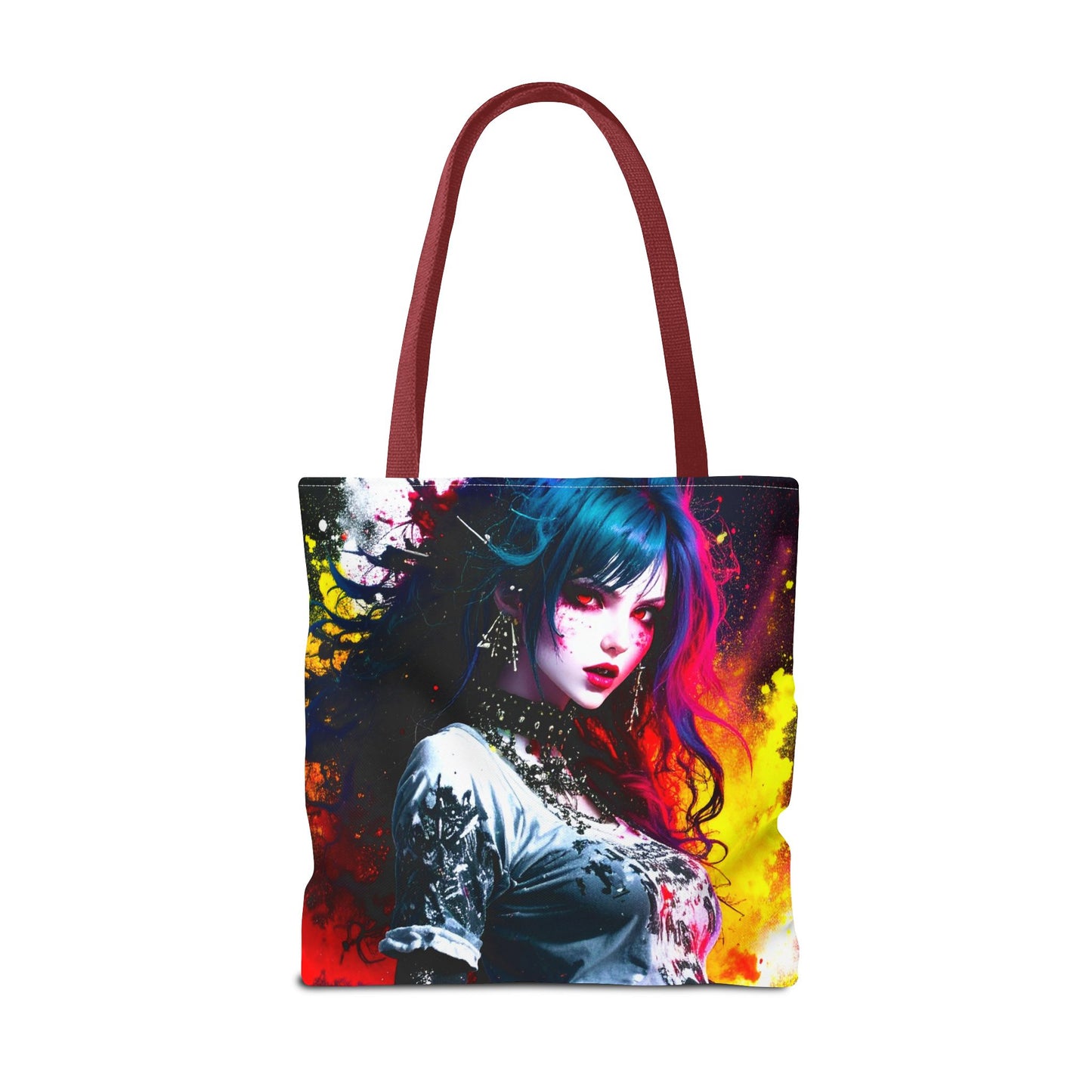 Vibrant Art Tote Bag, Gothic Chic Shopper, Colorful Beach Bag, Unique Gift for Her, Boho Style Tote, Festival Essential
