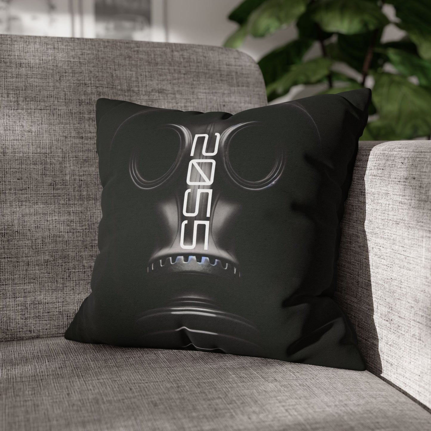Futuristic Gas Mask Pillowcase | Modern Home Decor, Throw Pillow, Unique Gift, Sci-Fi Aesthetic, Cyberpunk Room Accents