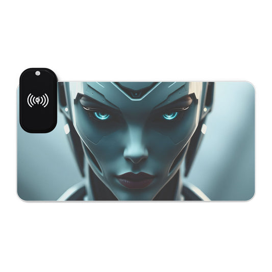 LED Gaming Mouse Pad with Wireless Charger - Futuristic Design, Gaming Decor, Gift for Gamers, Desk Accessories, Office Essentials