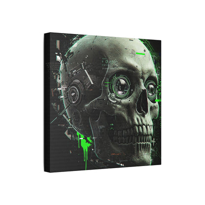 Techno Skull Canvas Art Print, Cyberpunk Wall Decor, Edgy Home Aesthetic, Gothic Gift for Him, Halloween Decoration, Modern Artwork
