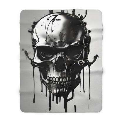 Sherpa Fleece Blanket with Dark Horror Skull Design