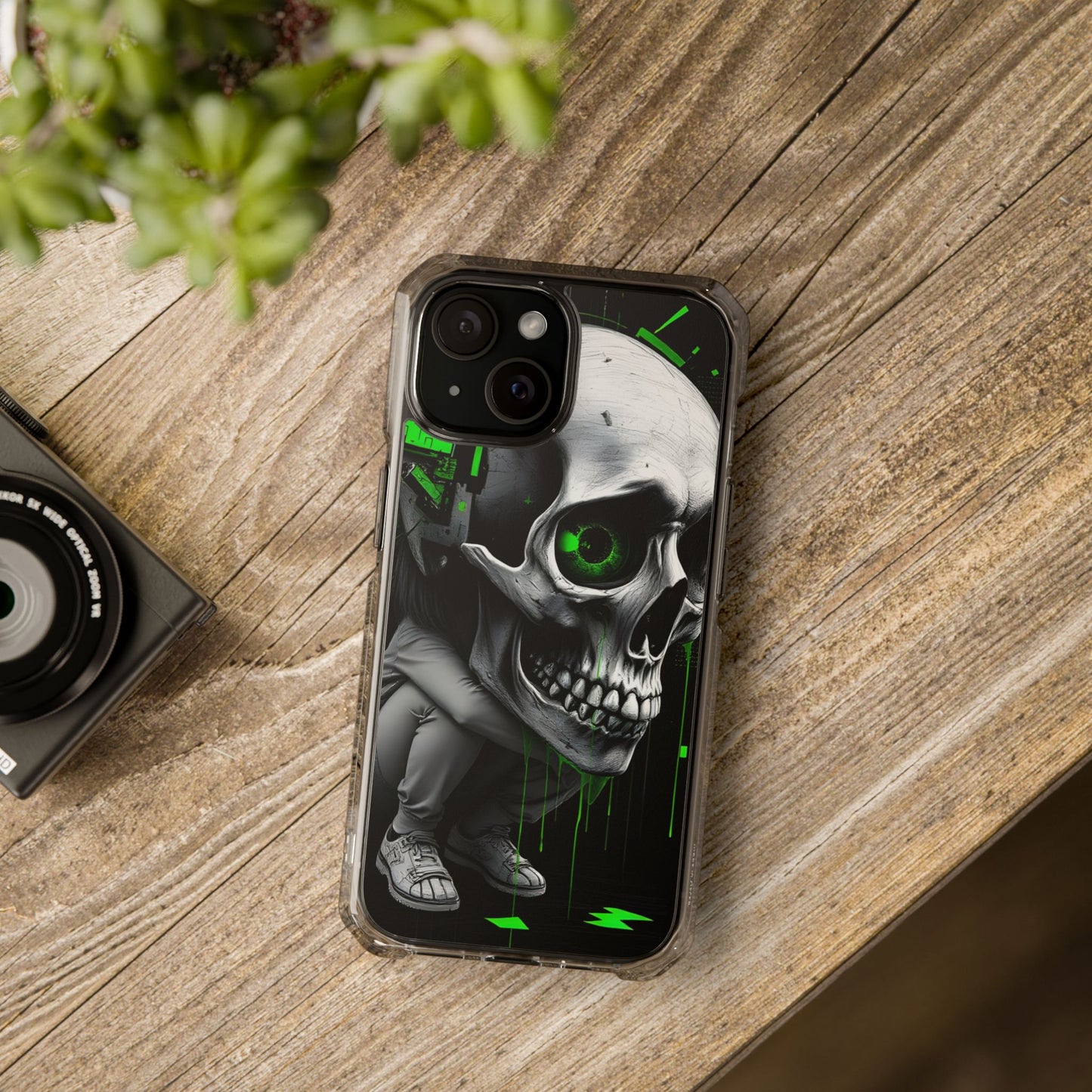 Edgy Skull Phone Case - Magnetic Clear Impact Cases, Unique Phone Cover, Goth Accessory, Halloween Gift, Stylish Tech Protection