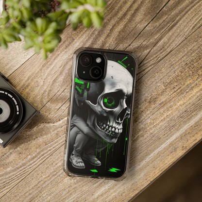 Edgy Skull Phone Case - Magnetic Clear Impact Cases, Unique Phone Cover, Goth Accessory, Halloween Gift, Stylish Tech Protection