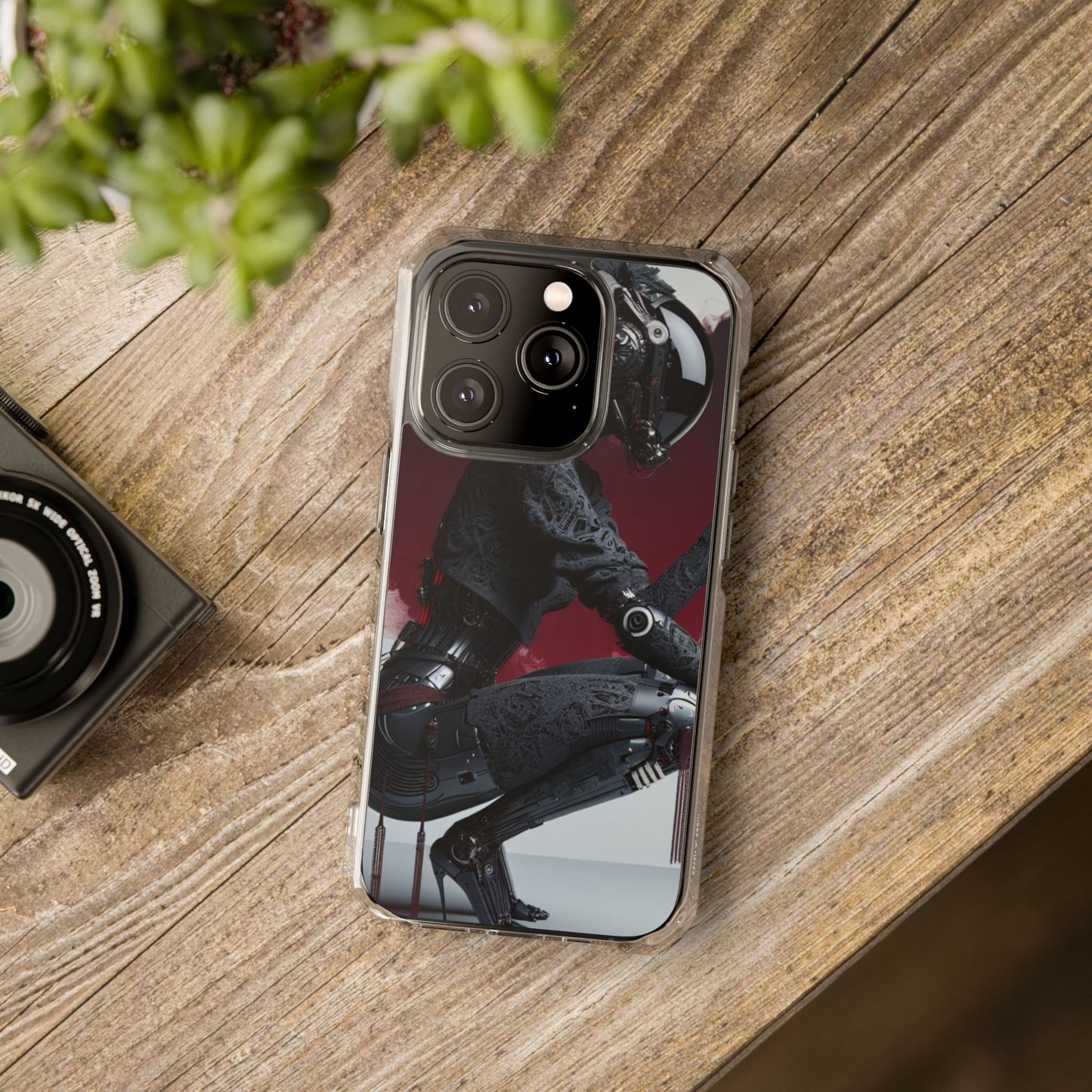 Cyber Design Magnetic Phone Case, Clear Mobile Cover, Gothic Style, Halloween Gift, Celestial Protection Accessory