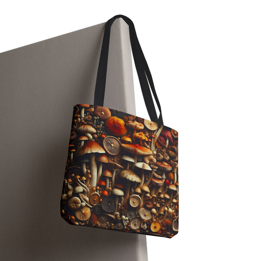 Mushroom Print Tote Bag - Eco-Friendly, Stylish, Nature-Inspired, Perfect for Gifting, Everyday Use, Farmers Market, Bohemian Vibe