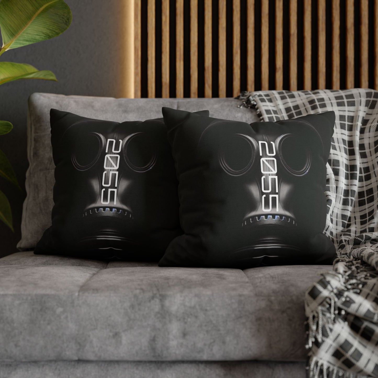 Futuristic Gas Mask Pillowcase | Modern Home Decor, Throw Pillow, Unique Gift, Sci-Fi Aesthetic, Cyberpunk Room Accents