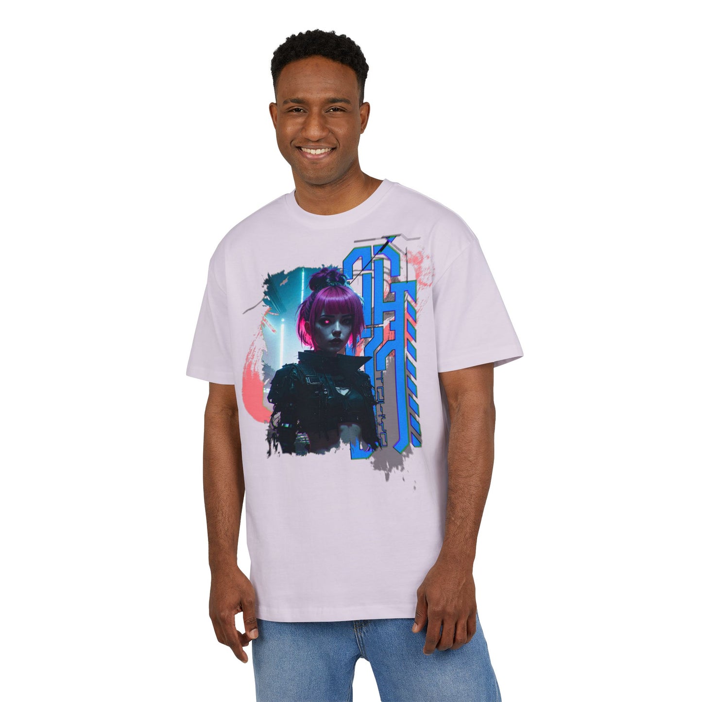 Cyberpunk Aesthetic Unisex Heavy Tee, Streetwear Style Shirt for Teens, Graphic Tee for Gaming, Cozy Casual Wear, Gift for Sci-Fi Lovers