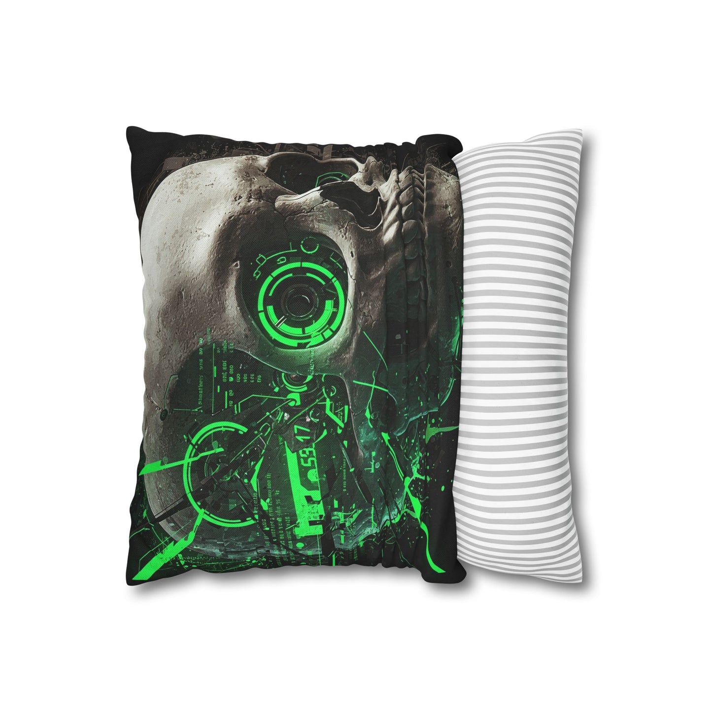 Futuristic Skull Pillowcase - Edgy Home Decor, Gothic Accessories, Cyberpunk Living Room, Halloween Decorations, Unique Gift Idea