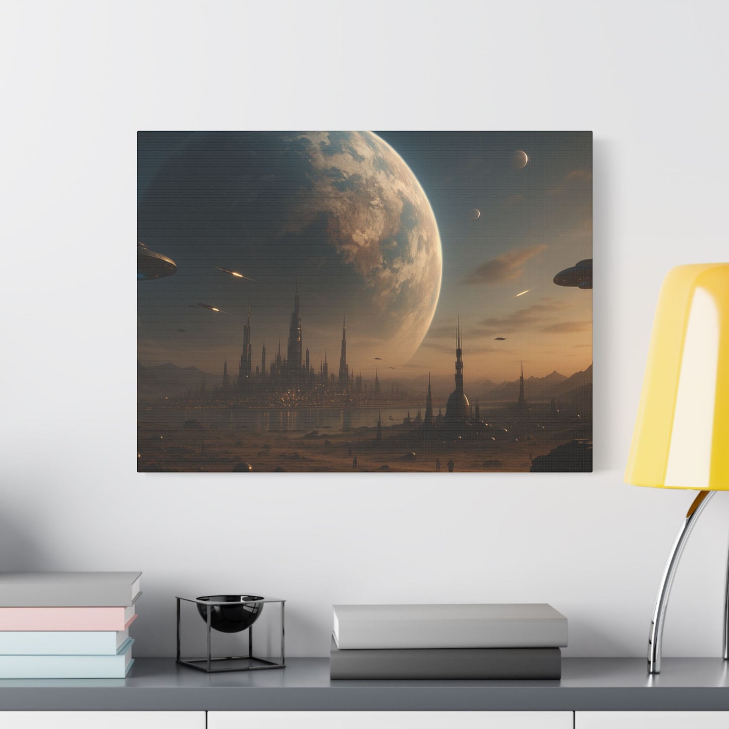 Stretched Canvas Art Print, Sci-Fi Landscape Decor, Galaxy Wall Art, Unique Home Decoration, Gift for Space Lovers