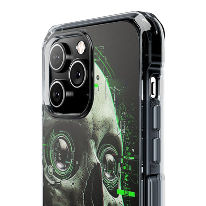 Gothic Skull Phone Case, Cyberpunk Design, Clear Impact Protection, Unique Gift for Him, Halloween Accessories, Tech Lover