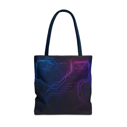 Futuristic Circuit Design Tote Bag | Tech Lover Gift, Stylish Shopping Bag, Geek Chic Tote, AOP Carryall, Unique Gift Idea